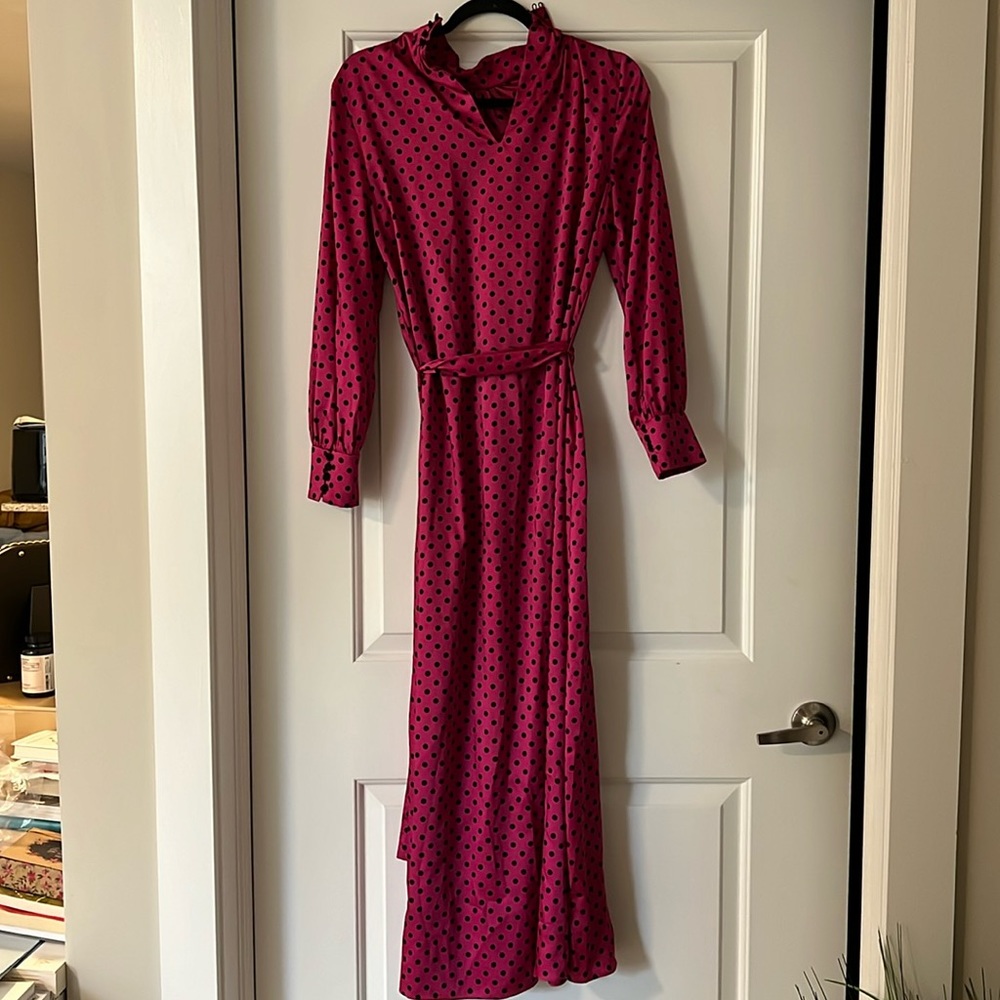 Zara high neck polkadot  long dress